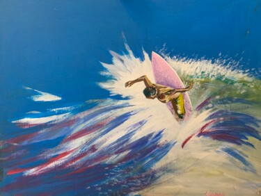 Peinture intitulée "Surf sur la côte la…" par Stephane Louveau, Œuvre d'art originale, Acrylique