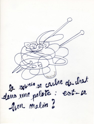 Drawing titled ""La souris se cache…" by Cécile Louvel, Original Artwork, Other