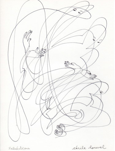 Zeichnungen mit dem Titel ""Salutations Sincèr…" von Cécile Louvel, Original-Kunstwerk, Andere