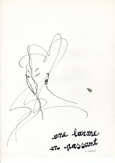 Zeichnungen mit dem Titel ""Une larme en passa…" von Cécile Louvel, Original-Kunstwerk, Tinte