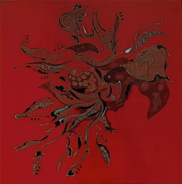 Painting titled ""Le Phoenix"" by Cécile Louvel, Original Artwork, Acrylic