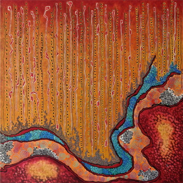 Painting titled ""Pluie d'Automne"" by Cécile Louvel, Original Artwork, Acrylic