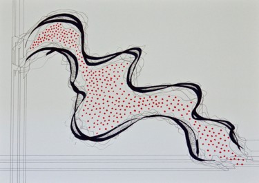 Drawing titled "abstrait organique 4" by Cécile Louvel, Original Artwork, Ink
