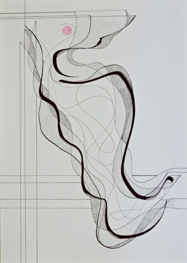 Dessin intitulée "Abstrait organique 2" par Cécile Louvel, Œuvre d'art originale, Encre