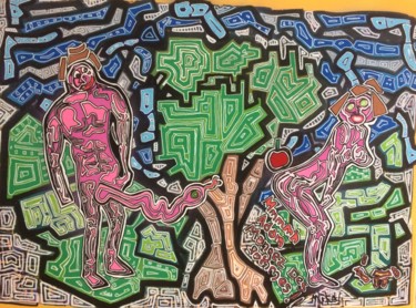 Peinture intitulée "Adam et Eve" par Mikae.L, Œuvre d'art originale, Acrylique