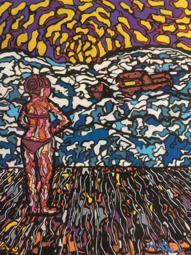 Peinture intitulée "La fille du bord de…" par Mikae.L, Œuvre d'art originale, Acrylique