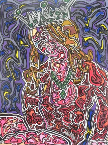 Peinture intitulée "royale-masturbation" par Mikae.L, Œuvre d'art originale