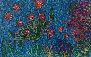 Peinture intitulée "Fond marin" par Mikae.L, Œuvre d'art originale, Acrylique