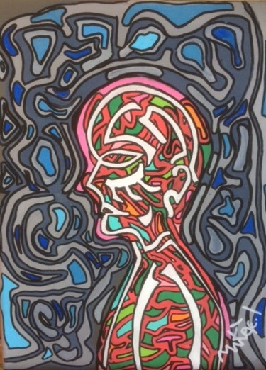 Peinture intitulée "Profil" par Mikae.L, Œuvre d'art originale, Acrylique