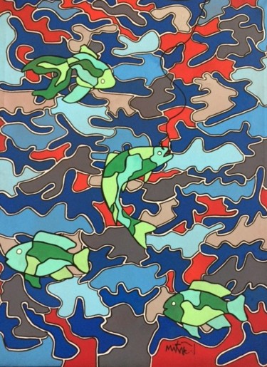 Peinture intitulée "La mort du poisson" par Mikae.L, Œuvre d'art originale, Acrylique