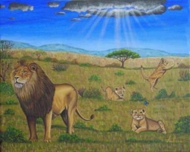 Pittura intitolato "Wildlife Painting a…" da Luigi Vorluni, Opera d'arte originale, Olio