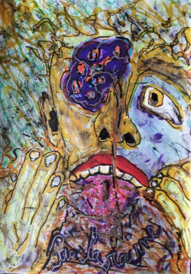 Рисунок под названием "Par la racine I" - Lou Ysar, Подлинное произведение искусства, Маркер