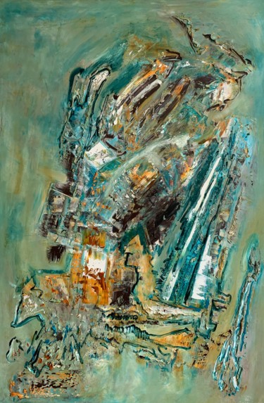 FAITH IN VICTORY oil painting green brown abstract wall art Painting titled "FAITH IN VICTORY oi…" by Lora Pavlova, Original Art, Oil
