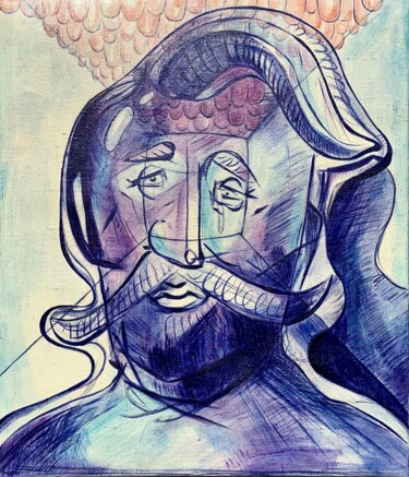 Картина под названием "Thoughts of a Man" - Loveenergy Style Contemporary Unique Art, Подлинное произведение искусства, Акрил