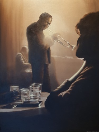 Peinture intitulée "Jazz club" par Jacek Łoziński, Œuvre d'art originale, Acrylique
