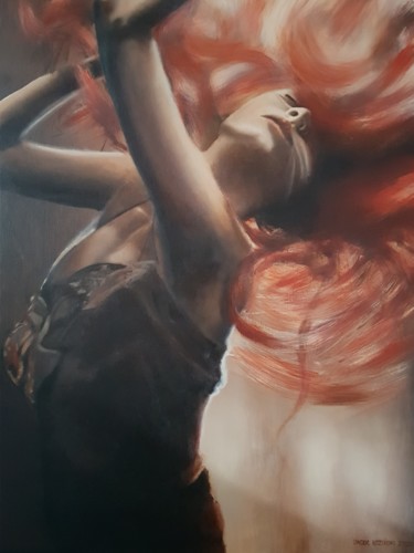 Schilderij getiteld ". Red-haired girl" door Jacek Łoziński, Origineel Kunstwerk, Acryl