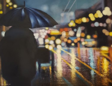 Painting titled "Rainy weather" by Jacek Łoziński, Original Artwork, Acrylic