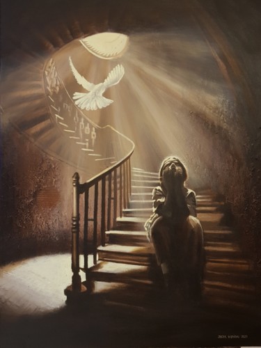 Painting titled "Stairs" by Jacek Łoziński, Original Artwork, Acrylic