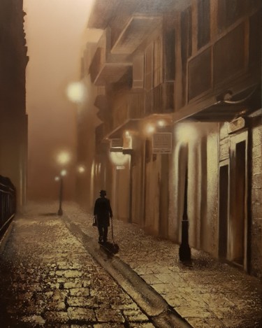 Malarstwo zatytułowany „Evening walk” autorstwa Jacek Łoziński, Oryginalna praca, Akryl