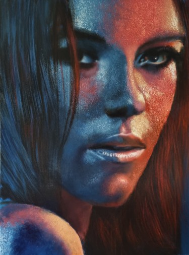 Malarstwo zatytułowany „Blue, red” autorstwa Jacek Łoziński, Oryginalna praca, Akryl