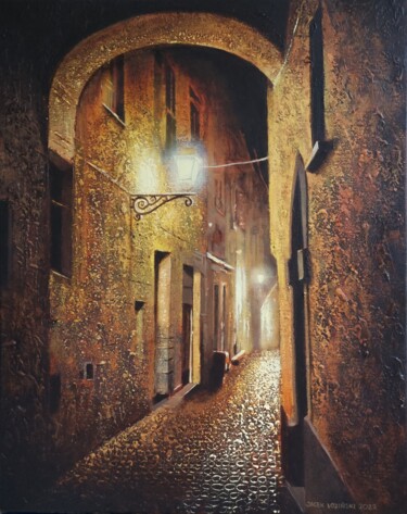 Painting titled "City's dream" by Jacek Łoziński, Original Artwork, Acrylic
