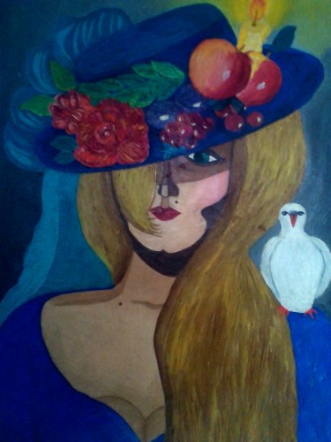 Картина под названием "девушка" - Даша Ворон-Гал, Подлинное произведение искусства, Масло
