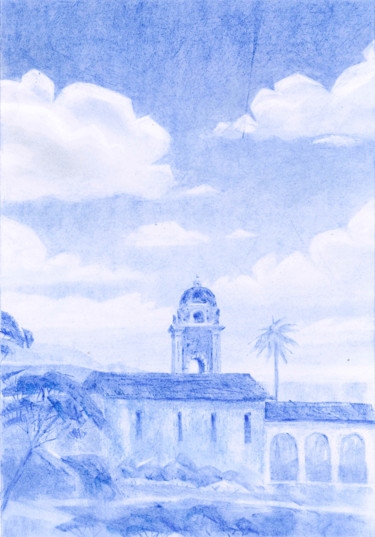 "Taormina" başlıklı Resim Léo-Paul Mennessier tarafından, Orijinal sanat, Pastel