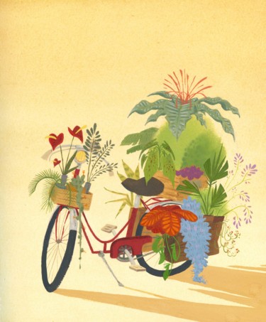 Drawing titled "Bike" by Léo-Paul Mennessier, Original Artwork, Gouache