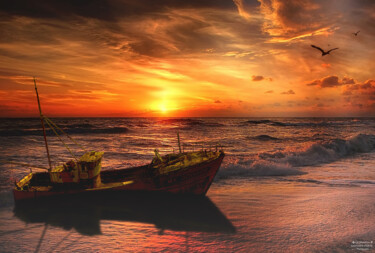 Arts numériques intitulée "bateau-échoué" par Lecointre Patrick Artiste - Photographe, Œuvre d'art originale, Photo montage