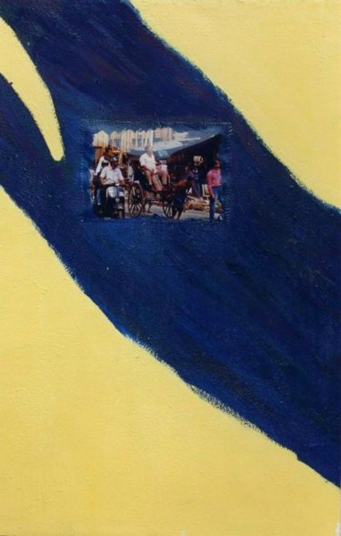 Peinture intitulée "BLEU JAUNE" par Laurence Savelli, Œuvre d'art originale, Huile