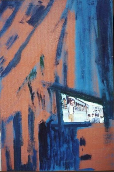 Peinture intitulée "MARRON BLEU" par Laurence Savelli, Œuvre d'art originale, Huile