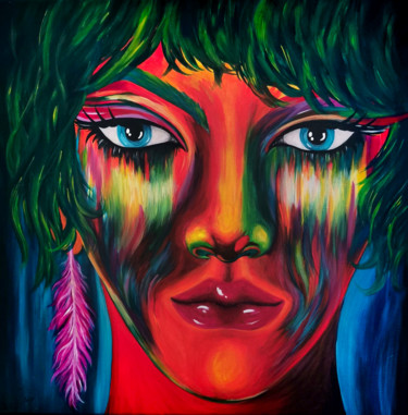 Painting titled "Tanya" by Lina Sentici, Original Artwork, Acrylic Mounted on Wood Stretcher frame