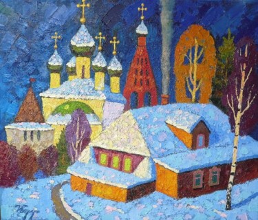 Painting titled "ДОГОРАЮЩИЙ ВЕЧЕР" by Igor Igor Berdyshev Berdyshev, Original Artwork, Oil