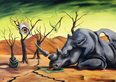 Painting titled "Humanist's Nightmare" by Lu Kuznetsova, Original Artwork, Oil