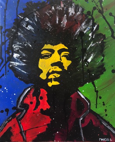 Peinture intitulée "Hendrix" par Ludivine Marcos, Œuvre d'art originale