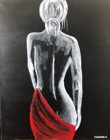 Painting titled "Femme dos nu" by Ludivine Marcos, Original Artwork, Acrylic