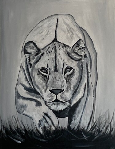Painting titled "Lionne" by Ludivine Marcos, Original Artwork, Acrylic