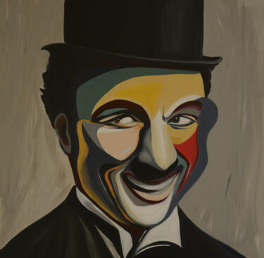 Painting titled "Charlie‘s Smile" by Lu Meng, Original Artwork, Acrylic Mounted on Wood Stretcher frame