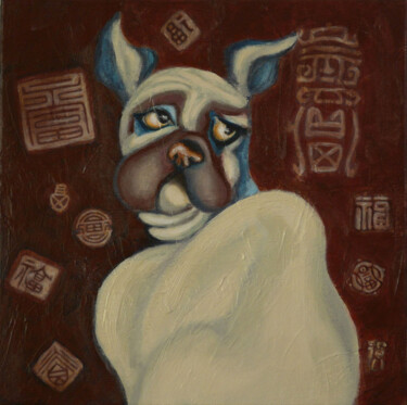 Painting titled "Sudden Good News" by Lu Meng, Original Artwork, Acrylic Mounted on Wood Stretcher frame