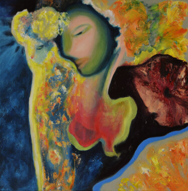 Картина под названием "Blooming" - Lu Meng, Подлинное произведение искусства, Акрил Установлен на Деревянная рама для носилок