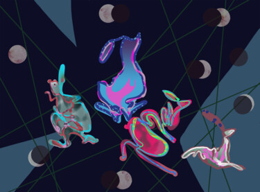 Картина под названием "Rabbit-2023" - Lu Meng, Подлинное произведение искусства, Цифровая живопись