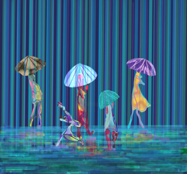 Digitale Kunst mit dem Titel "Rain" von Lu Meng, Original-Kunstwerk, Digitale Malerei