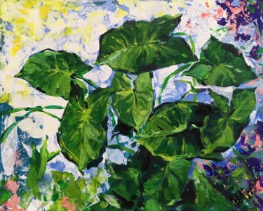 Картина под названием "Листья" - Наталья Луценко, Подлинное произведение искусства, Акрил Установлен на Деревянная рама для…