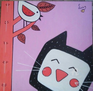 Pintura intitulada "Era uma vez um gato…" por Lu Sanches, Obras de arte originais, Acrílico