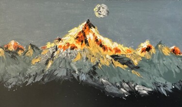 Peinture intitulée "montagne Noire" par Lu Xing, Œuvre d'art originale, Cire