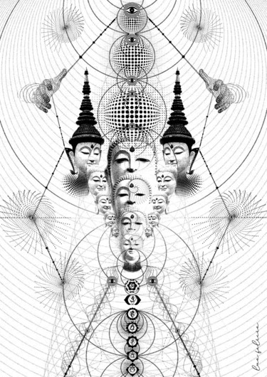 Artes digitais intitulada "Buda" por Lua Felicia, Obras de arte originais, Foto Montagem