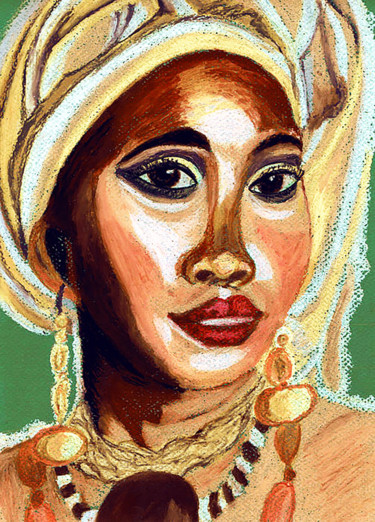 Zeichnungen mit dem Titel "Beauté africaine" von Luana Béatrice Lazar, Original-Kunstwerk, Pastell