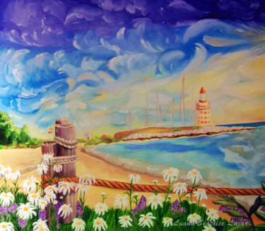 Painting titled "Printemps en bord d…" by Luana Béatrice Lazar, Original Artwork, Oil