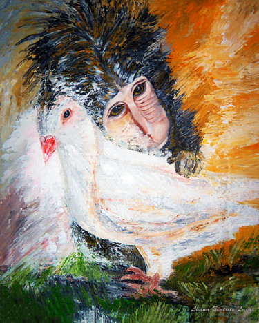 Peinture intitulée "L'âme du singe" par Luana Béatrice Lazar, Œuvre d'art originale, Acrylique