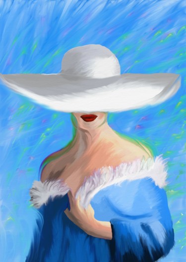 Digital Arts titled "Lady in blue" by Luana Béatrice Lazar, Original Artwork, Digital Painting